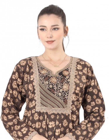 long sleeve floral jalabiya
