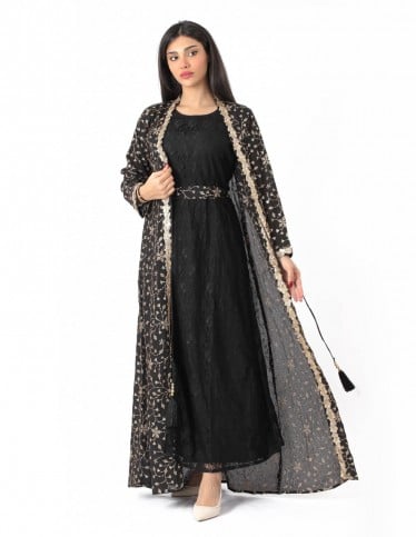 luxury 2 piece jalabiya metalic embroidery