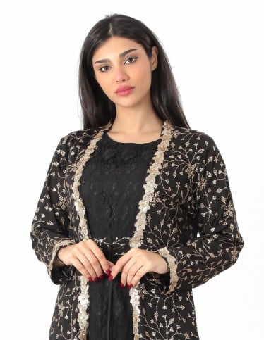 luxury 2 piece jalabiya metalic embroidery