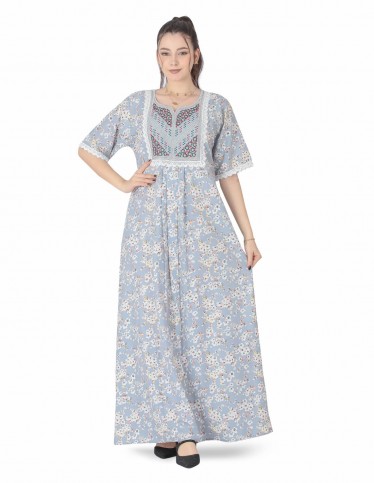 floral half sleeve homewear jalabiya