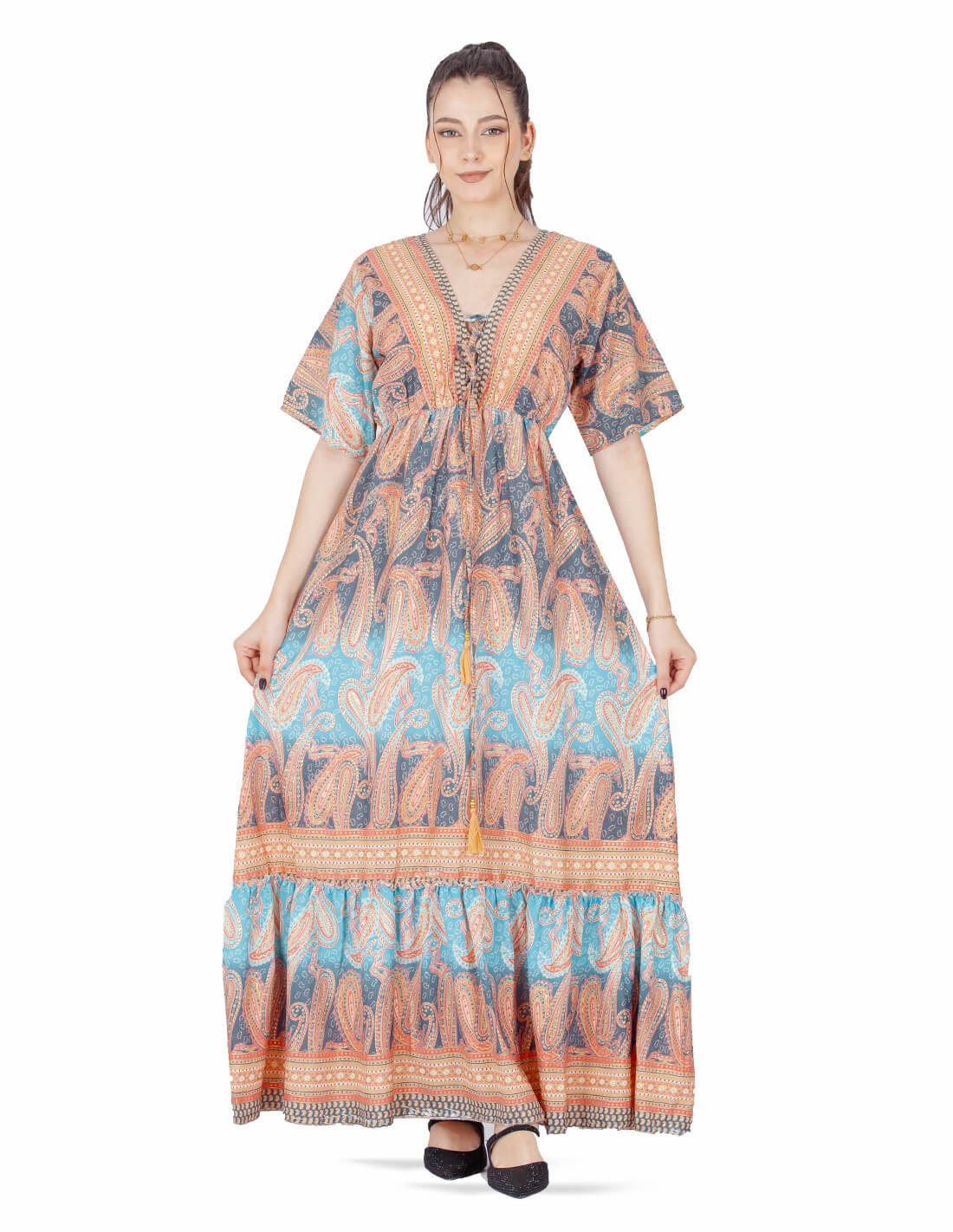 floral half sleeve homewear jalabiya