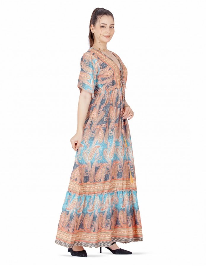 floral half sleeve homewear jalabiya