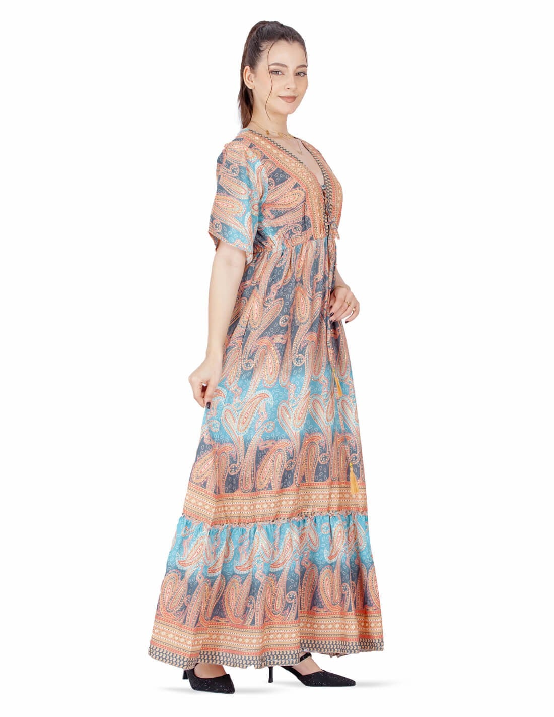 floral half sleeve homewear jalabiya