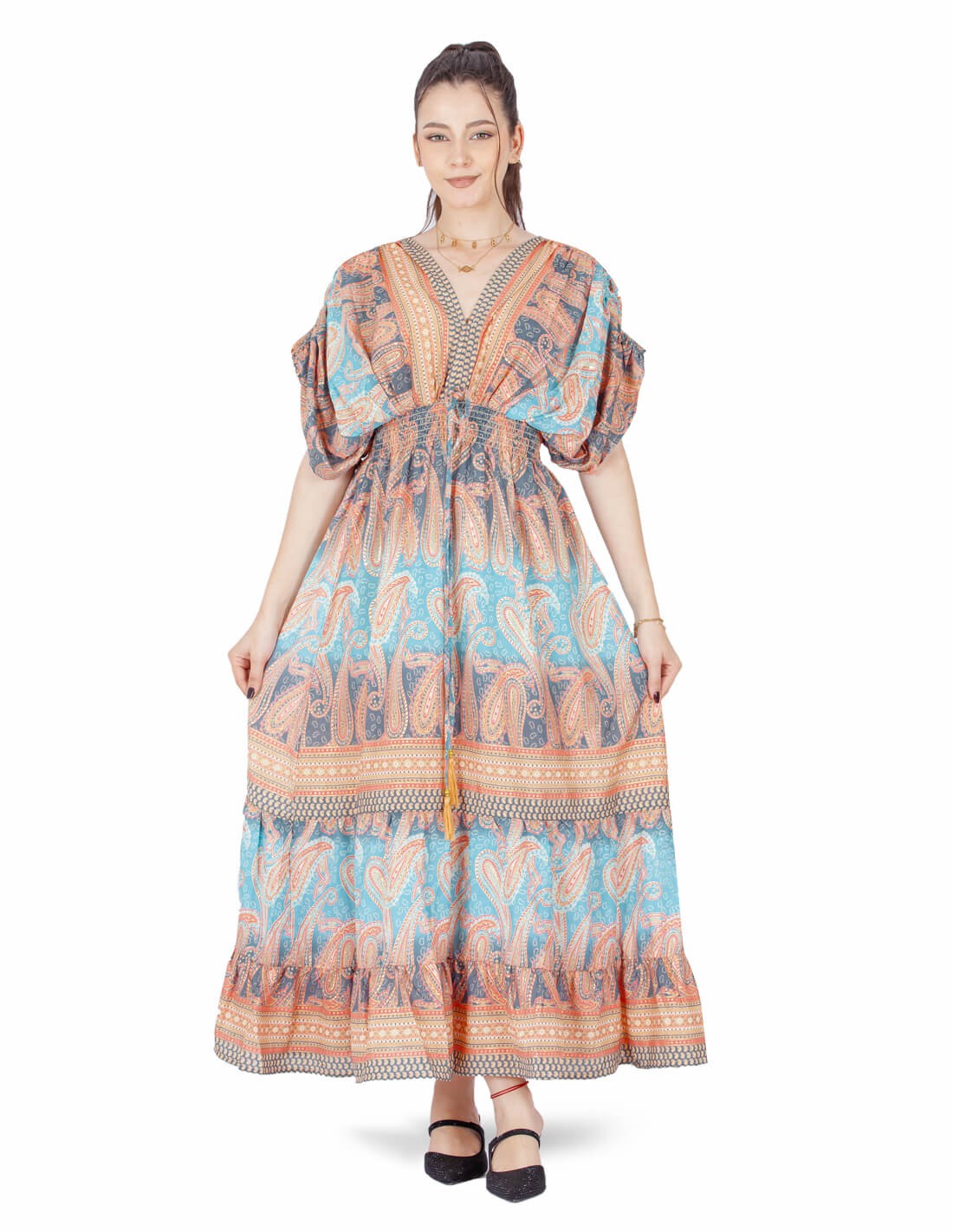floral half sleeve homewear jalabiya