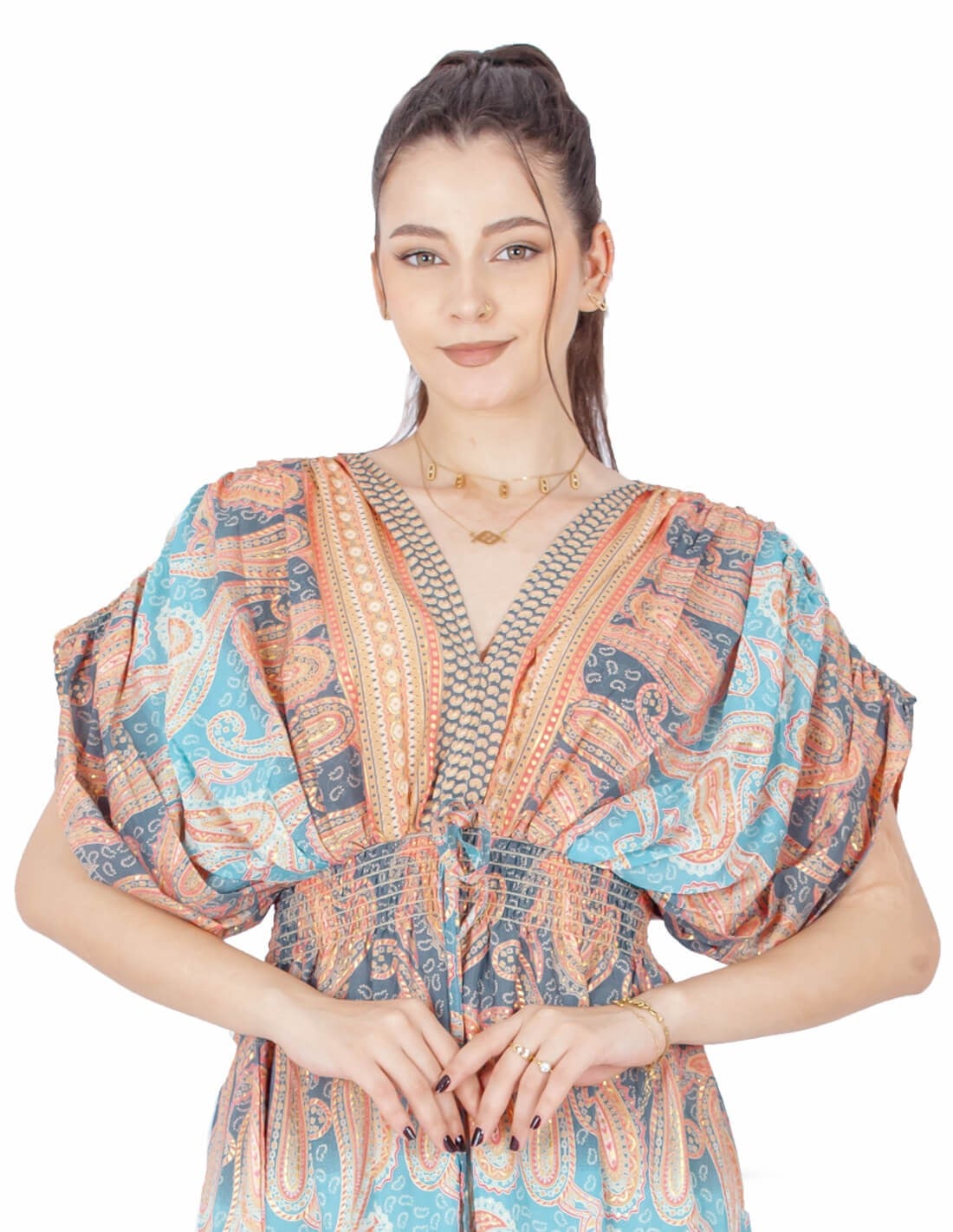 floral half sleeve homewear jalabiya