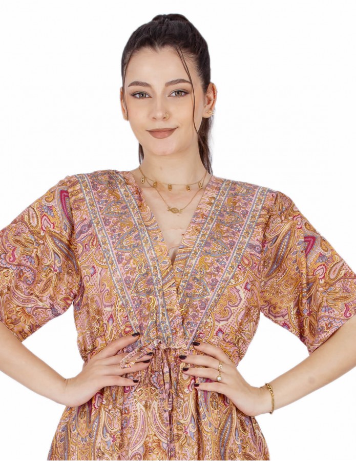 floral half sleeve homewear jalabiya tigh waist