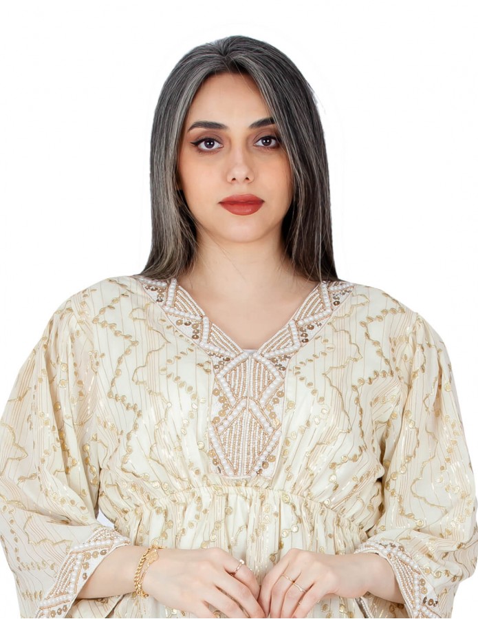 جلابية سهرة وسط كم حيران كلوش