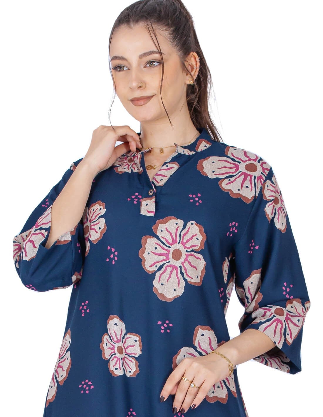 sleeve cut floral hosting jlabiya