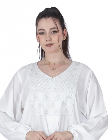 white hajj jalabiya long sleeve