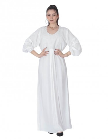 white hajj jalabiya long sleeve