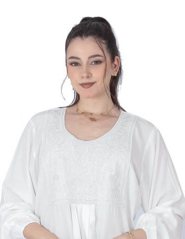 white hajj jalabiya long sleeve