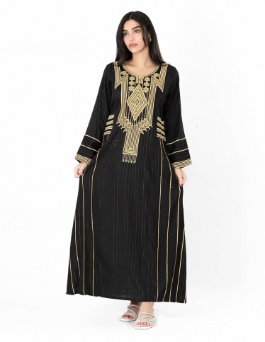 long sleeve hosting jalabiya embroidered stich