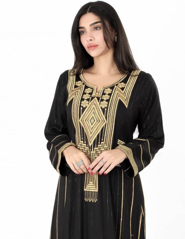 long sleeve hosting jalabiya embroidered stich