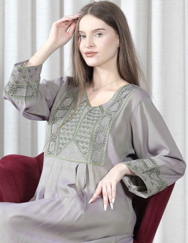 lite jalabiya cold fabric geometerec embroidery