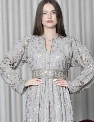 luxury long sleeve jalabiya with imprint