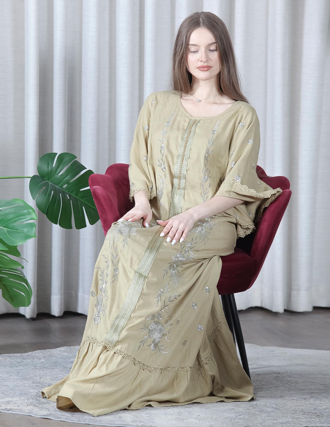 elegant jalabiya with cold fabric butterfly cut