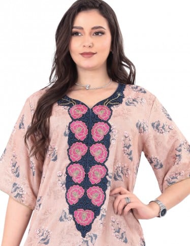 A half-sleeve printed home jalabiya
