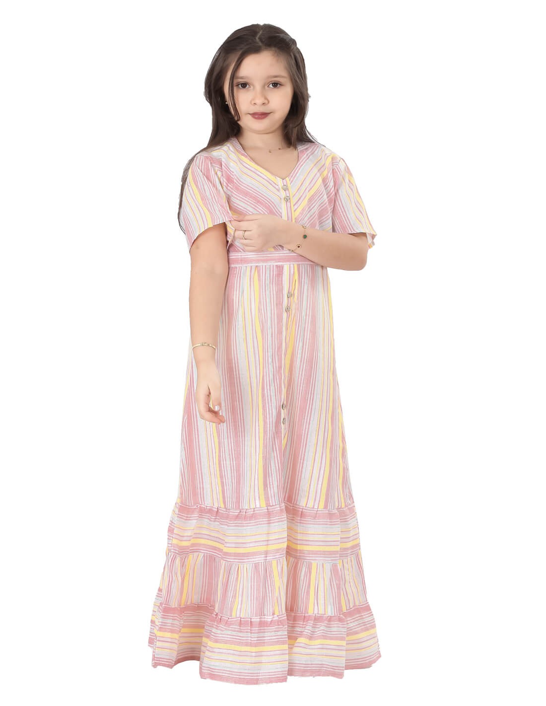 Striped Girls' Jilbab with Bright Colors