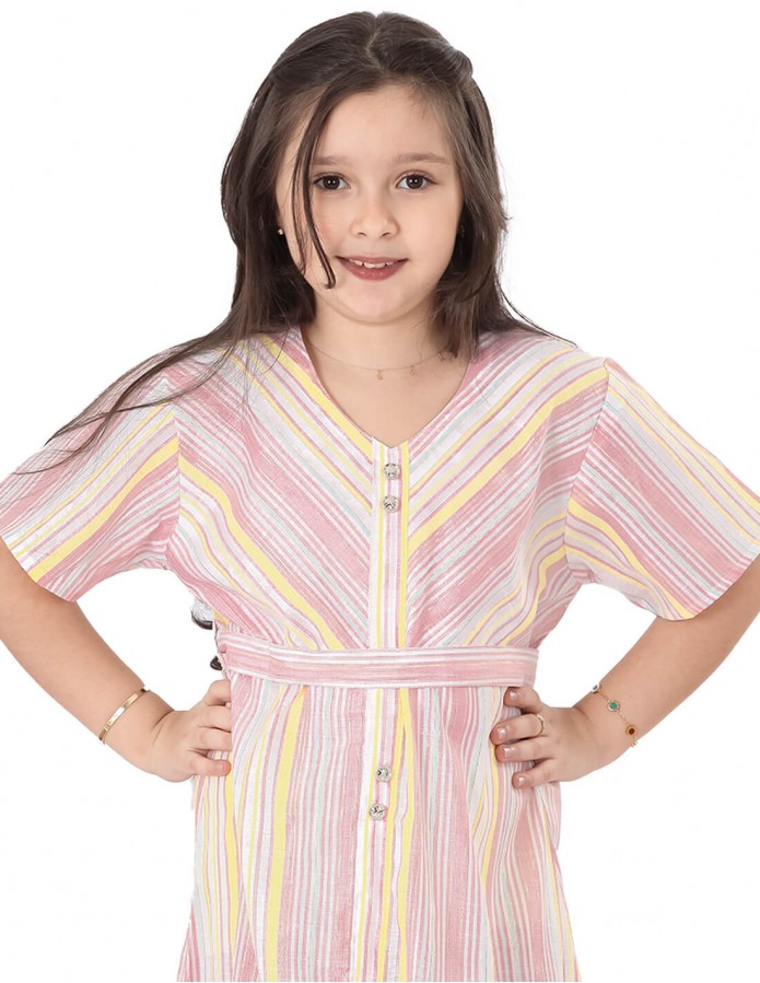Striped Girls' Jilbab with Bright Colors