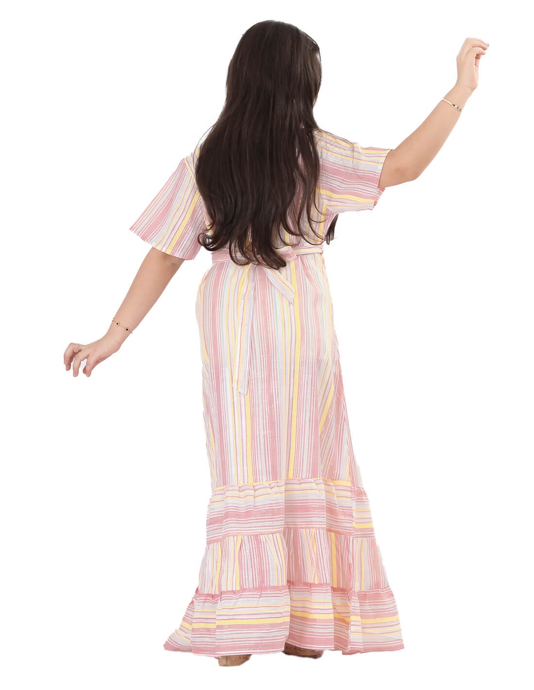 Striped Girls' Jilbab with Bright Colors