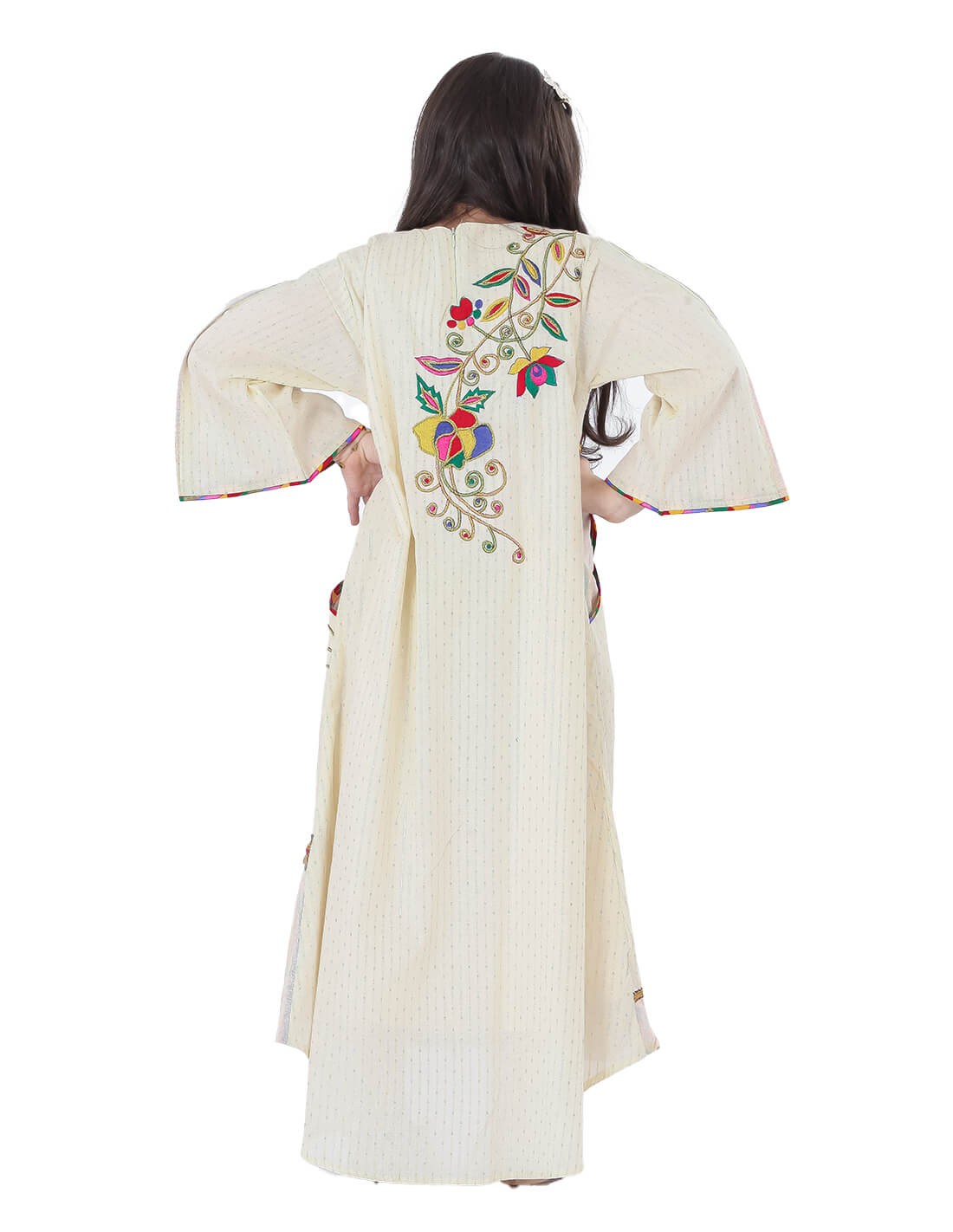 Girls' Half-Sleeved Jilbab with Embroidery and Ruffles