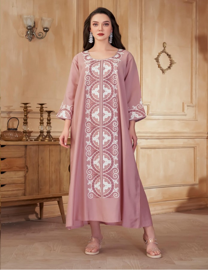 "Masa of Luxury" Girls' Jilbab in Flesh Color with Distinctive Embroidery