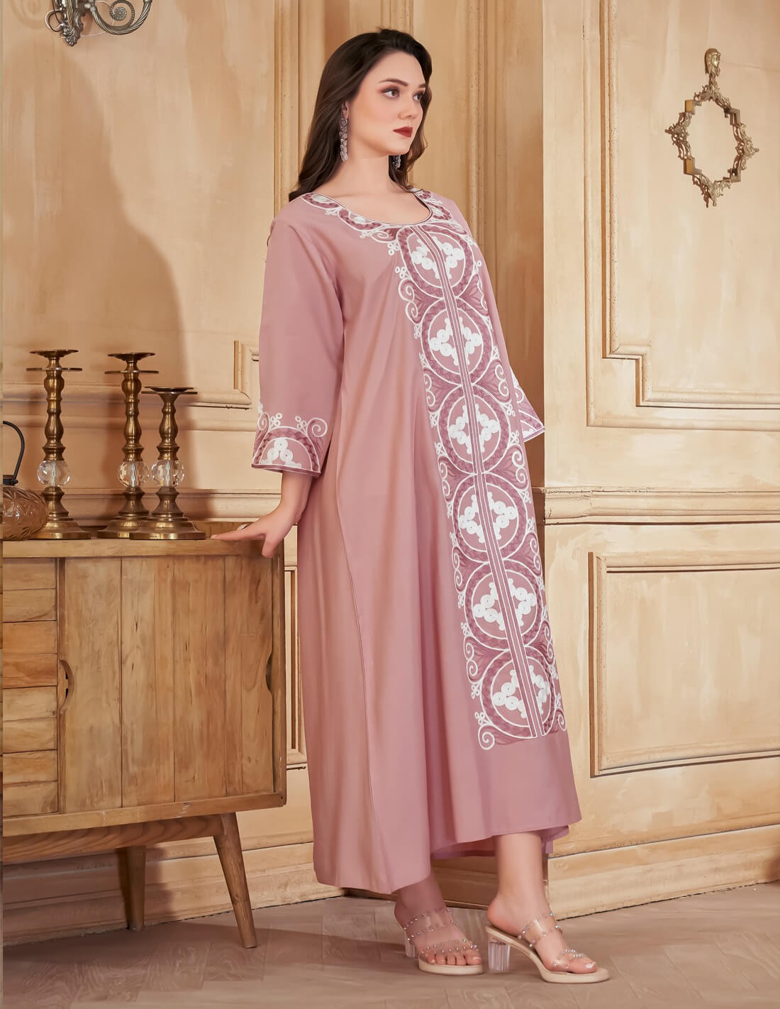 "Masa of Luxury" Girls' Jilbab in Flesh Color with Distinctive Embroidery