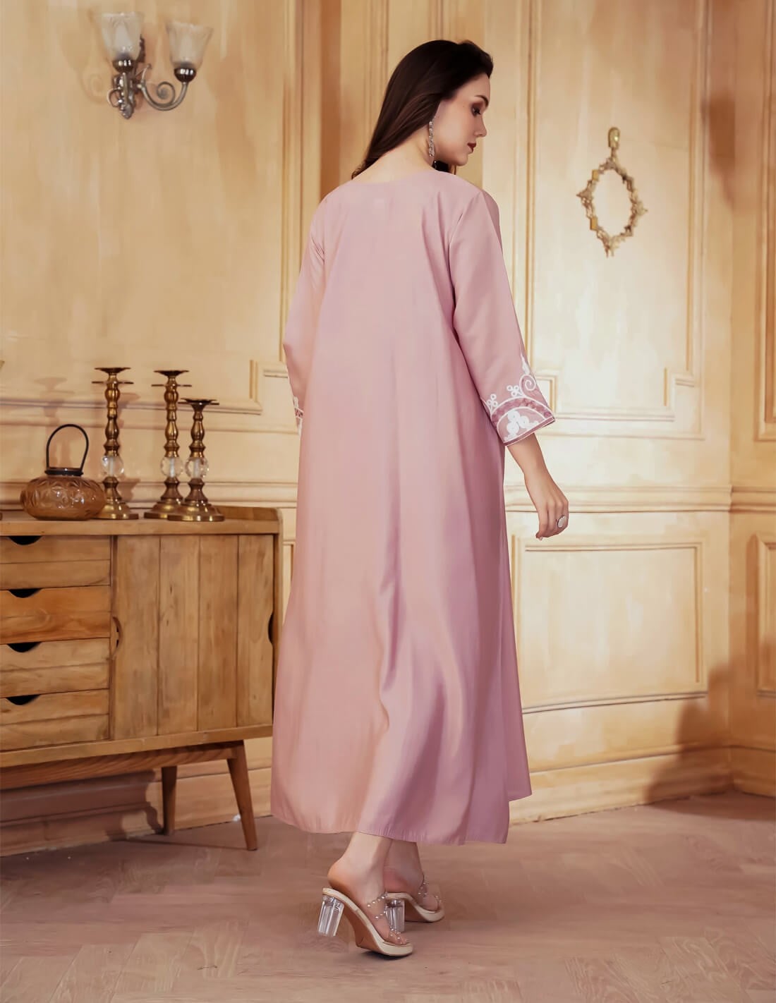 "Masa of Luxury" Girls' Jilbab in Flesh Color with Distinctive Embroidery