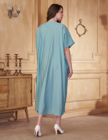"Sky Luxury" Girls' Jilbab with Half Sleeves and Elegant Embroidery
