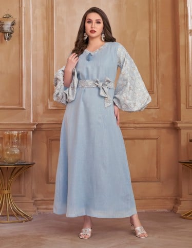 "Sky Queen" Jilbab with Wide Sleeves and Modern Belt