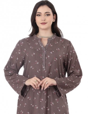 Daily Floral Jalabiya with Mandarin Collar