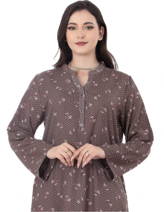 جلابية يومية مشجرة بياقة صينية