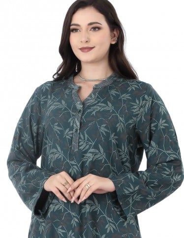 Home Floral Jalabiya with Mandarin Collar