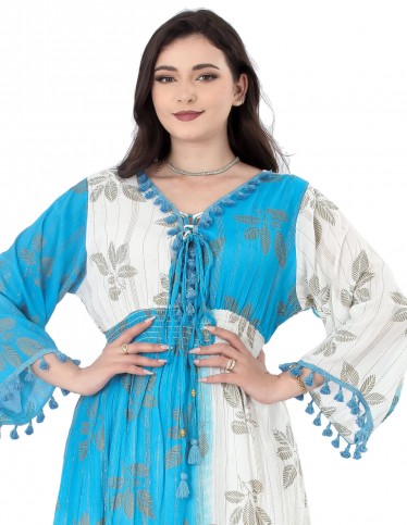 Crystal Jalabiya with Pleats and Elegant Tie