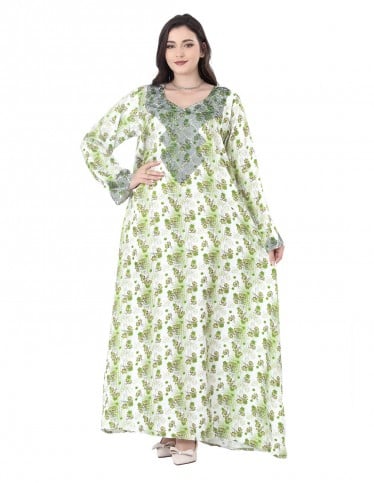 Verdura Floral Jalabiya with Chest Embroidery
