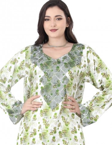 Verdura Floral Jalabiya with Chest Embroidery