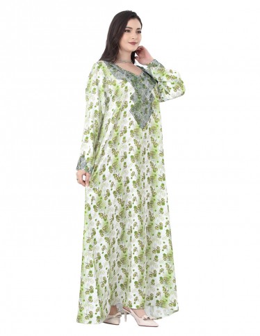 Verdura Floral Jalabiya with Chest Embroidery