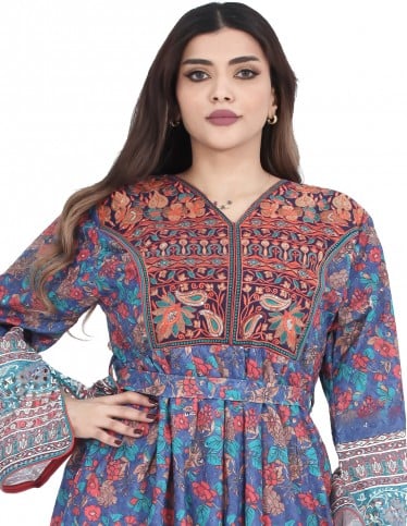 Luxurious Hosting Jalabiya with full embroidery and print.