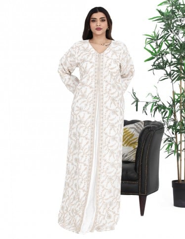 Luxurious Hosting Jalabiya with sequin embroidery.