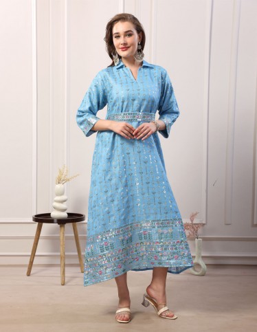 Short Sleeve Jalabiya Silver Embroidery