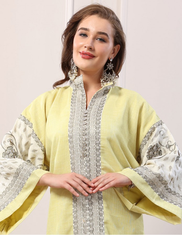 جلابية قصير كم واسع طباعة