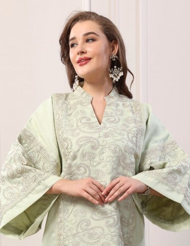 Long Wide Sleeve Jalabiya Embroidered Stitch