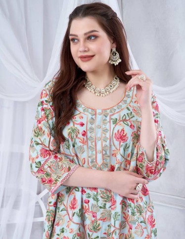 Two-thirds sleeve reception jalabiya, patterned