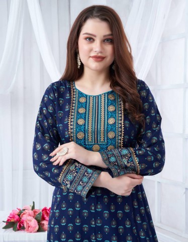 Long-sleeved printed reception jalabiya