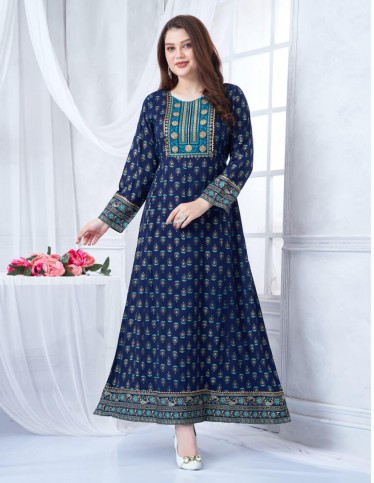 Long-sleeved printed reception jalabiya