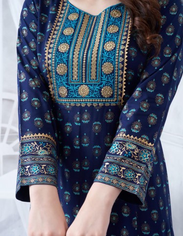 Long-sleeved printed reception jalabiya