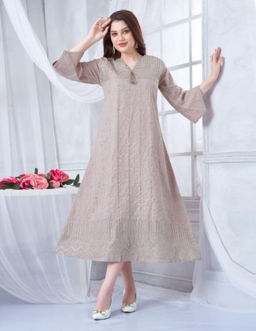 Embroidered Short Jalabiya with Flowy Sleeves