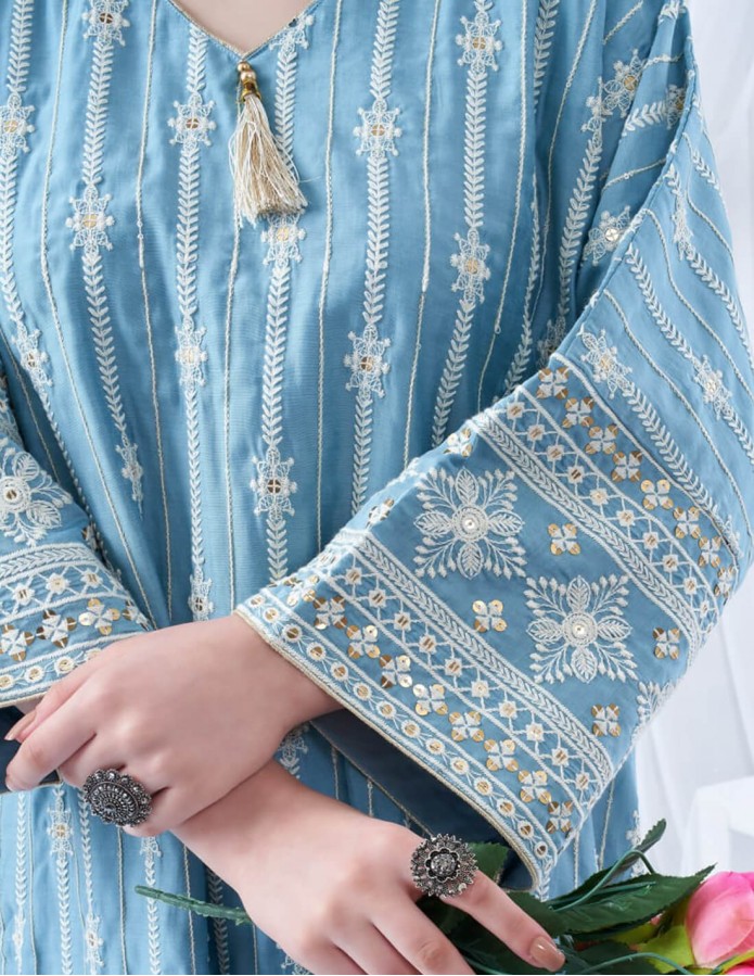 جلابية كم حيران تطريز كامل