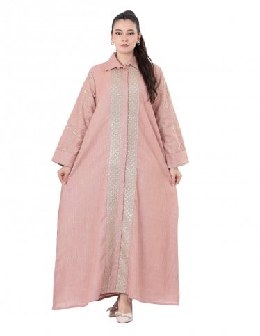 Blush pink shirt-style jalabiya.