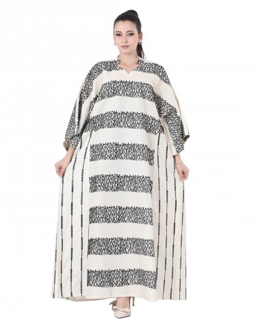 Black & White Stripe Kaftan Jalabiya